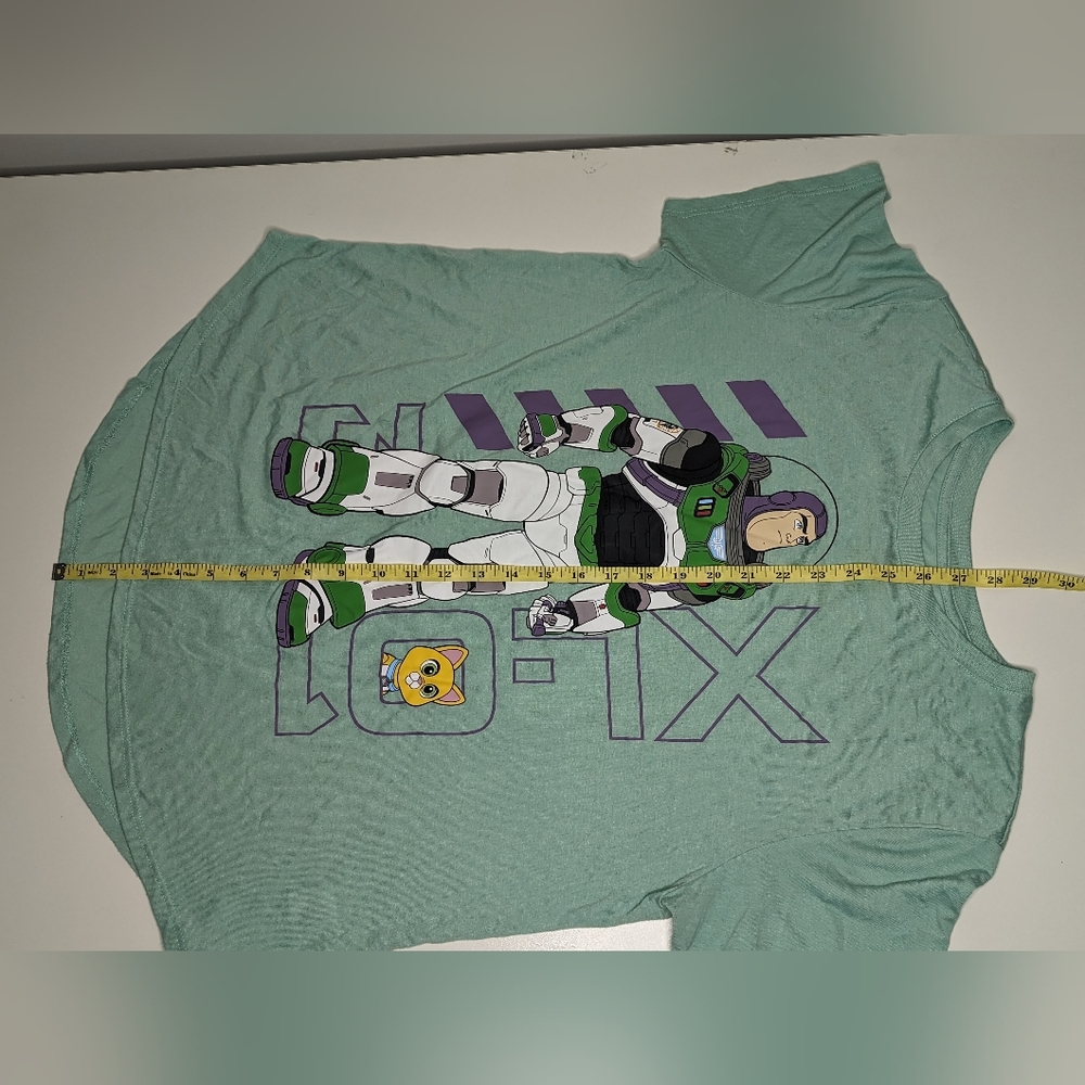 Junior Disney PixarBuzz Lightyear 3XL Mint T-Shirt Preowned High Low Hem - Picture 7 of 8